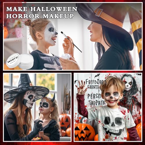 Halloween Clown Makeup Kit: Red White Black Blue Face Body Paint Kit - Pro Oil Based Halloween Face Body Paint for Adults Kids - Clown Movie Cosplay SFX Halloween Makeup Painting Set - Image 8