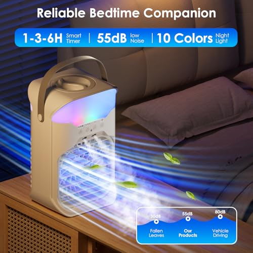 Portable Air Conditioners, Air Conditioner, Dual Nozzle AC Unit with Remote Control, 1600ML Tank, 3 Speeds, Timer & 70° Adjustable Airflow, Evaporative Mini Air Conditioner for Bedroom, Office Camping by YAFVPIZUT - Image 6