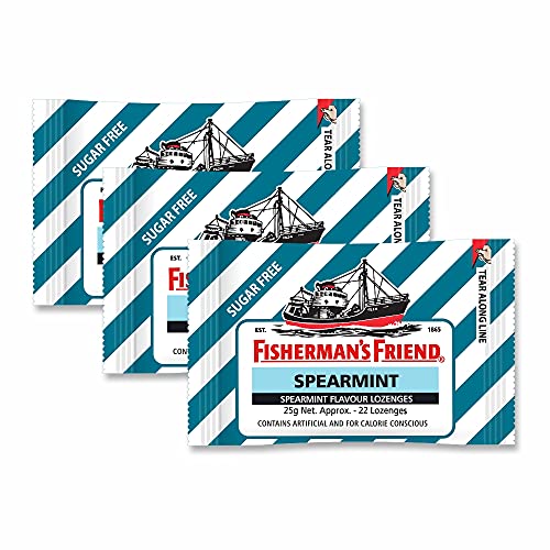 Fisherman's Friend Ambientador bucal, pastillas refrescantes y relajantes, menta verde, 22 cada uno (paquete de 3)