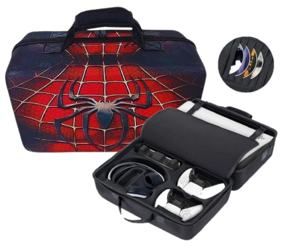 Case Compatible for PS5,Console Carrying Travel Case Protective Storage Bag Fits for PS5 Controllers,Game Discs,Charger&Accessories-SPIDER-M-A-N-image-17