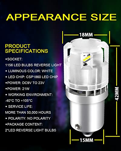 Wenle 1156 Led Reverse Light Bulbs Super Bright 6500K White Led Bulbs Mini Size Plug Play Ba15S 7506 1141 P21W Led Replacement For Backup Tail Brake Turn Signal Blinker Lights, Pack Of 2 #TOP6