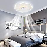 IYUNXI Led Ceiling Fan with Lights 72W 20 Inch Low Profile Ceiling Fan Remote Flower Shape Dimmable Color Acrylic Ceiling Fan Light Adjustable Speed Flush Mount Modern Ceiling Fan Fixture for Bedroom