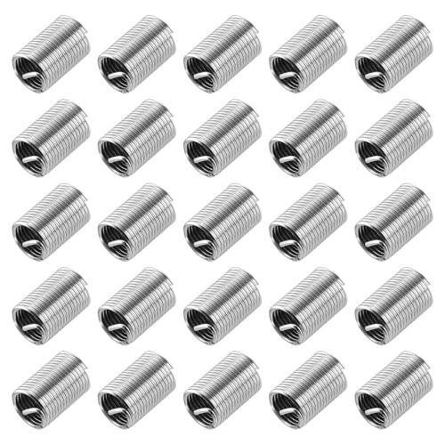 Image of sourcing map 50pcs Wire Thread Inserts M10 x 1.25 2.5D(25mm) Metric 304 Stainless Steel Helical Type Coiled Thread Repair Kit Wire Screw Threaded Sleeve Sheath for Mechanical Equipment