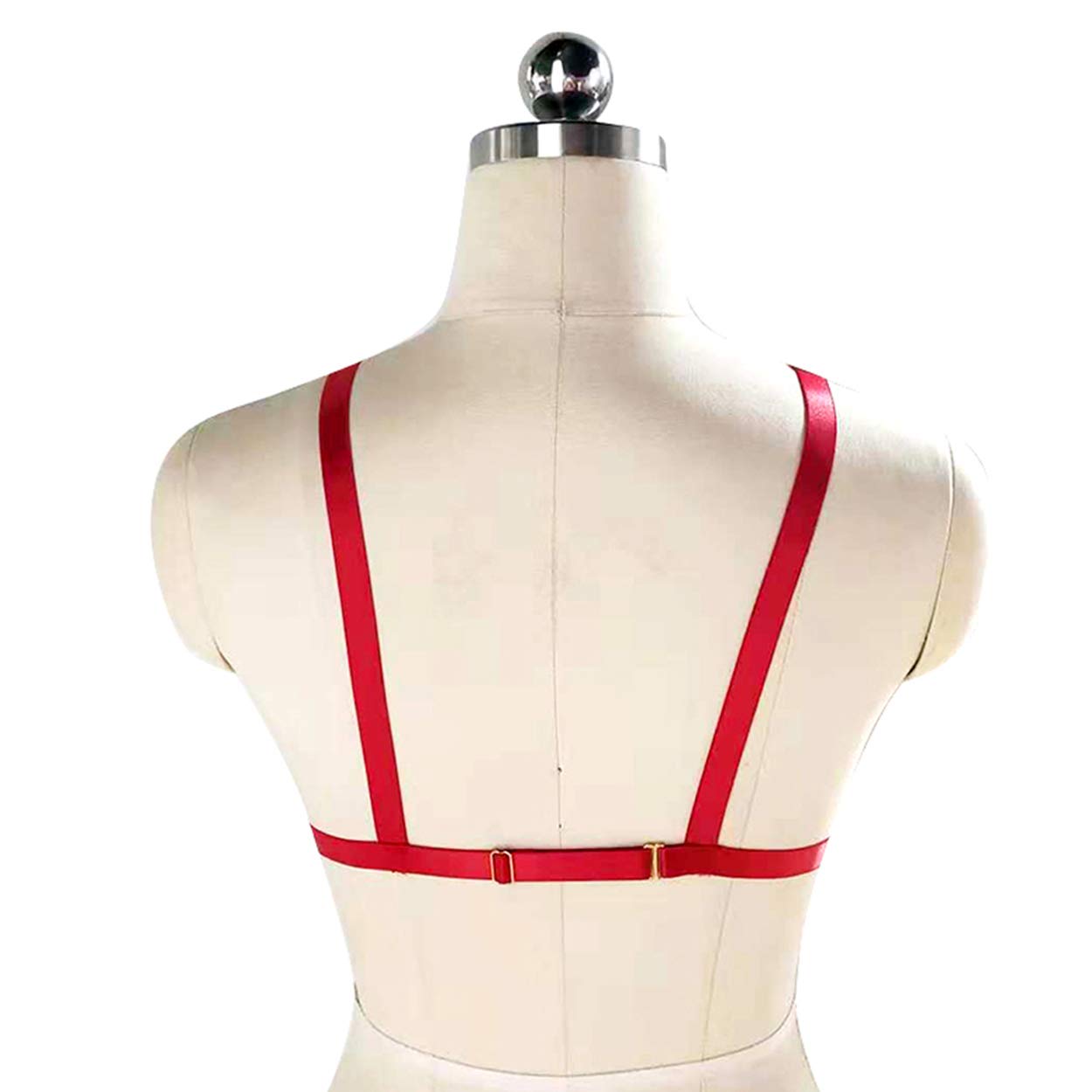 LIVE4COOL Women Harness Elastic Cupless Cage Bra Sexy Lingerie for Women Adjustable Hollow Out Crop Top Exotic Strap Bra: Red