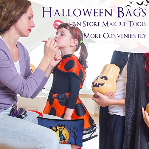 Reginary 20 Pcs Halloween Cosmetic Bags Gift Bags for Kids Girls Women Happy Halloween Pattern Toiletry Organizer for Party Favors Double Sided Printed Makeup Pouch with Zipper3