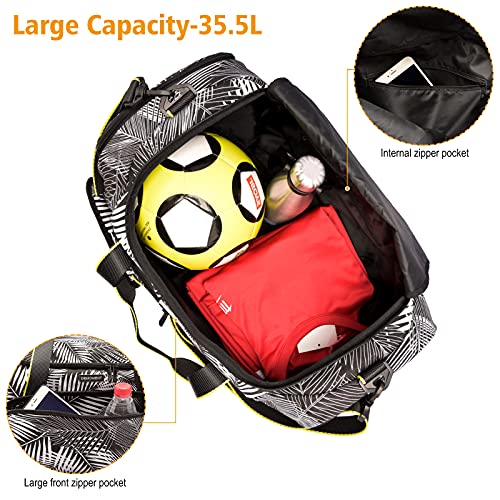Cotton Canvas Floral Sturdy Sport Gym Yoga Travel Duffel Shoulder Weekender Portable Overnight Workout To Go Carry Bag For Man And Women With Shoes Compartment Demoment (Holiday-Palm) #TOP4