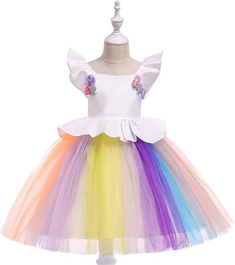 Amazon Co Jp プリンセスドレス 党のための子供のカラフルなプリンセススカートのドレスホリデーパーティーのホストドレス 誕生日パーティーの結婚式に 色 Colorful Size 130cm 服 ファッション小物