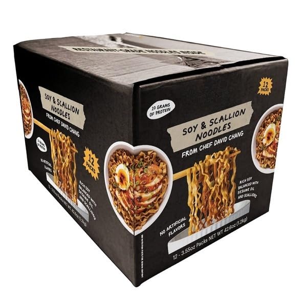 Soy & Scallion Noodles ,These Our noodles come with a rich sauce made from soy sauce and sesame oil. It creates the perfect balance of salty, sweet, and savory flavors. The included scallion packet takes it to the next level. Rich Soy Balanced with Sesame Oil and Scallions. 10g of Protein 12-count .. [ 42.6 oz , 2.6 lb ]