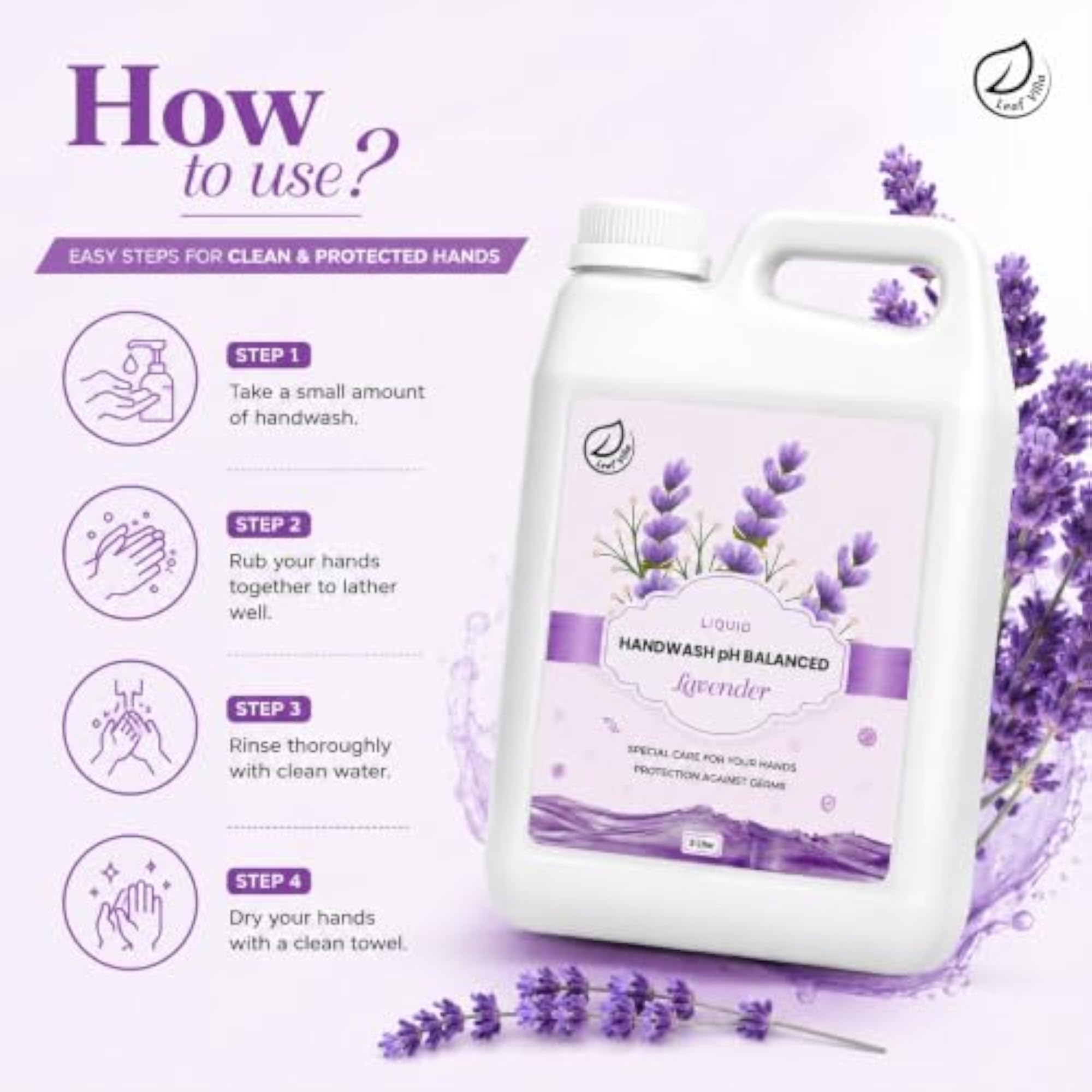 Premium Liquid Handwash pH Balanced Lavender Fragrance, 5 Litres