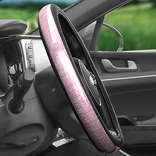 Fh Group Universal Fit Galaxy13 Metallic Striped Steering Wheel Cover Fits Most Cars, Suvs, Trucks, And Vans, Dual Material Anti-Slip Ultimate Protection Pink #TOP2