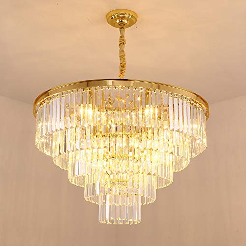 Meelighting Gold Plated Modern Crystal Chandeliers Lighting Contemporary Pendant Chandelier Ceiling Lamp Lights Fixture 5-Tier (16 Lights) For Dining Room Living Room Hotel #TOP3