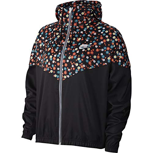 Nike NSW HRTG JKT WVN FLORAL - Chaqueta Schwarz/Weiß M