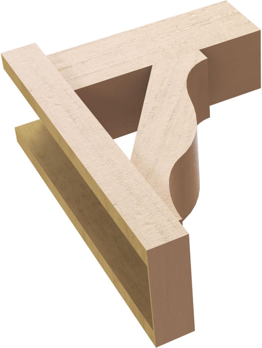 Ekena Millwork 6"W x 14"D x 18"H Funston Block Rough Cedar Woodgrain TimberThane Outlooker, Primed Tan