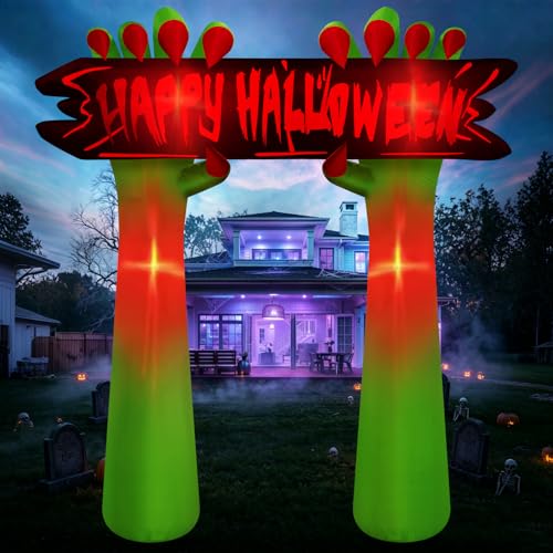 Aufblasbarer Halloween-Hand-Torbogen mit LEDs, 2,4 m – Produktansicht 1