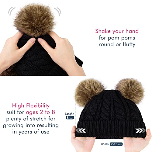 Simplicity Warm Kids Boys Girls Winter Hat with Pompom Ears Elastic Knitted Toddler Beanie Hats for Girls Boys4