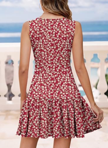 Image of JOCAFIYE Summer Dresses for Women 2026 Cute Cap Sleeve V-Neck Flowy Swing Sundress Mini Dress