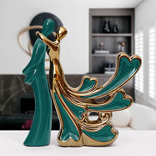 Estatua de pareja amantes de cerámica decorativa moderna miniatura 4