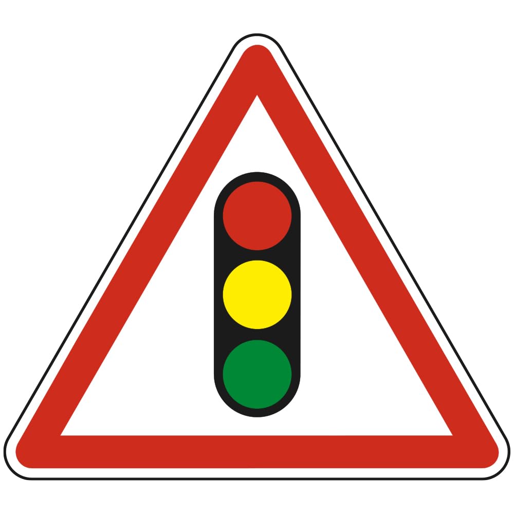 Signalétique.biz France, Panneau Danger Annonce de feux tricolores A17 50 cm (500 mm) Signalisation Triangulaire Ecolign Panneau Sécurité Routière