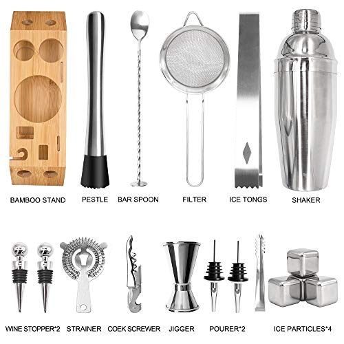 Cocktail shaker set 17 pcs et ses accessoires en pierre de bar - 7
