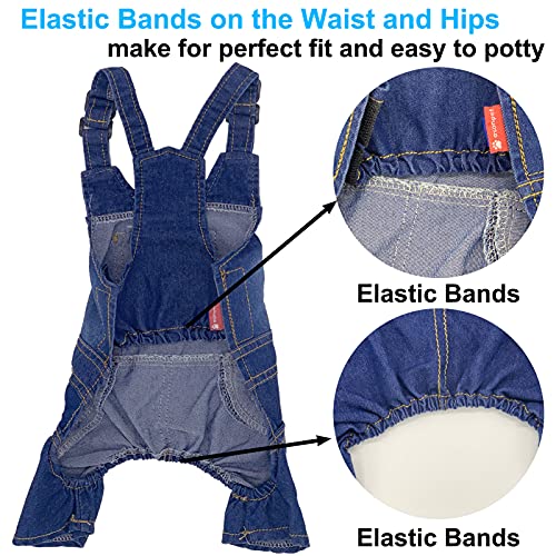 Strangefly Dog Denim Jumpsuit Puppy Jeans Overalls Clothes Costumes, Vintage 4 Legs Pet Pants Apparel, Blue Jacket Shirts For Small Medium Large Boy Girl Doggy Dogs And Cats Kitty Kitten (M, Blue) #TOP3