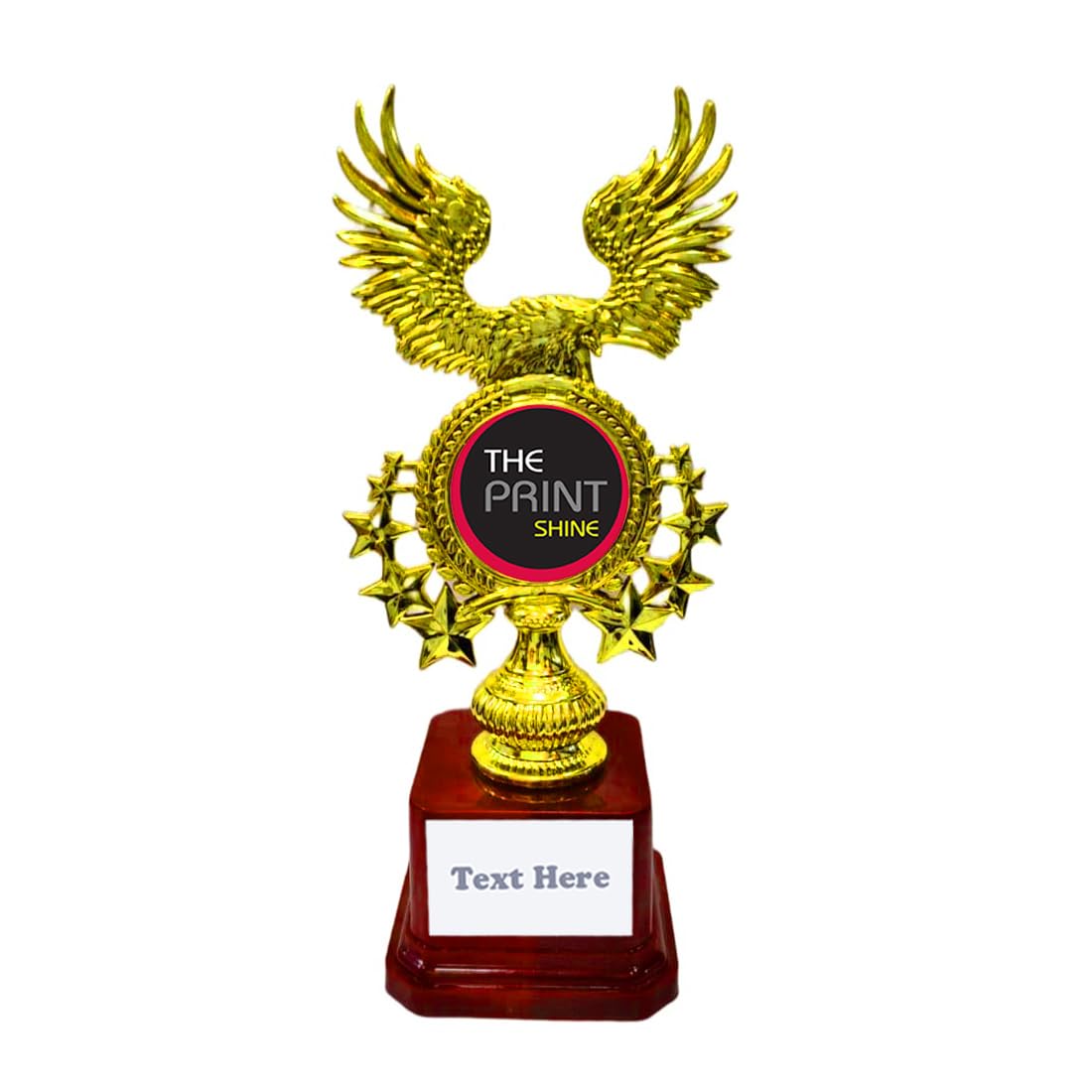 THEPRINTSHINE Customized Shiny Golden Trophies with Plastic Base – Big Size Trophies for Winners, Appreciation, Events, Occasions, and Personalized Awards (Awrd-10)