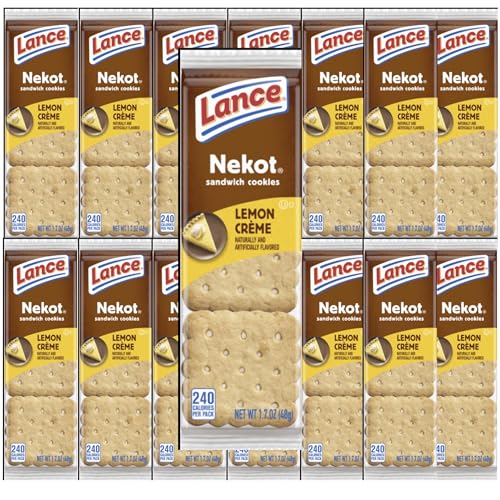 Lance Nekot Cookie Sandwiches Lemon Creme Filling, Lance, Nekot Peanut Butter Crackers, Nekot Cookies, Lance Cookies, for a total of 20 units
