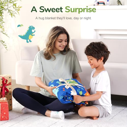 Image of Sivio Weighted Blanket 3lbs, Blue Dinosaur Small Cooling Heavy Blankets, Washable Breathable Weighted Throw Blanket for Sleep, 36 inchx48 inch-3lb