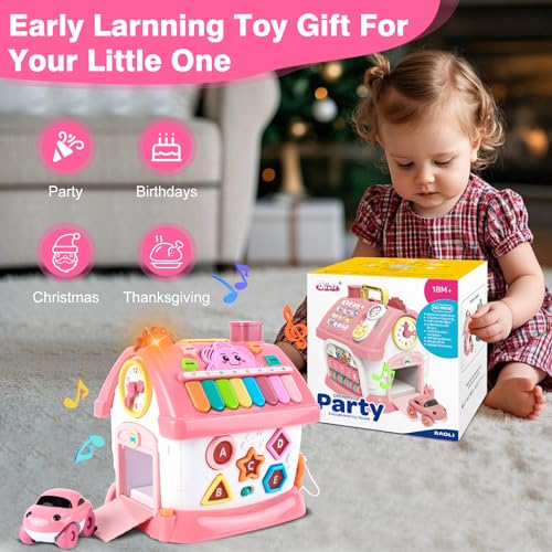 Toddler Girl Toys for 1 Year Old, Montessori Toys for 1 Year Old Girl Birthday Gift, 8 In 1 Pink Baby Musical Learning House with Sound Light Music, Creative Gifts for Baby Toys 6-12 18 Months - Image 7