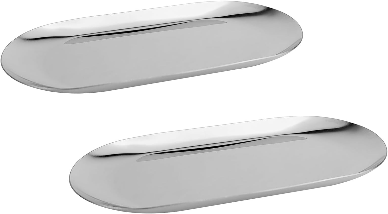 Elegant Stainless Steel Oval Decorative Tray: A Versatile 7 Inch Decorative Dish for Jewelry, Cosmetics, Fruit Tea，Towel and Bathroom Clutter Serving Delights in Silver Finish (2, Silver)