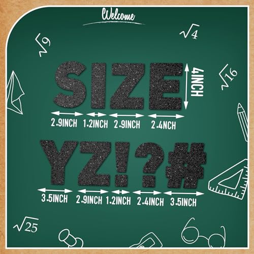 Image of Harloon 232 Pcs Large Glitter Letter Stickers, Black, 4 Inch