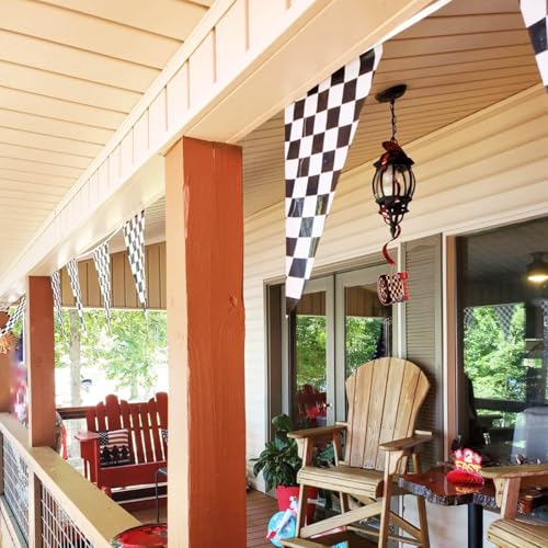 Image of Piokio 60 Pcs Double Sided Plastic Checkered Flag Banner, Racing Birthday Decorations, for Nascar Cars Party Supplies