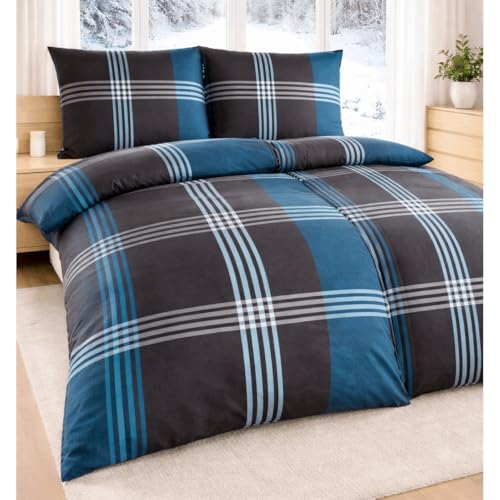 4 piezas Invierno Ropa de cama de franela algodón 135 x 200 + 80 x 80 invierno ropa de cama almohada + Gratis DREAMHOME24 MF Gamuza Limpiadora, Diseño 6, 135 x 200 cm