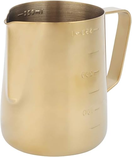 Miniatura 6 de Jarra de espuma de leche, taza espumadora de leche de acero inoxidable con escala de 12 oz11.8 fl oz, accesorios para máquina de espresso, espumador