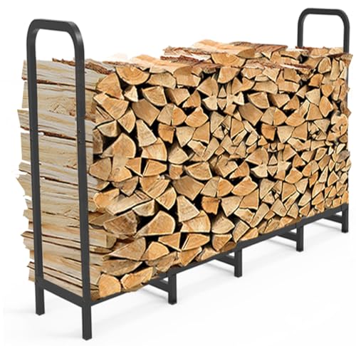 Tikimilor 5.3Ft Firewood Rack Holder, Adjustable Heavy Duty Fire Log Stacker Stand For Fireplace, Outdoor Indoor Metal Wood Pile Storage Organizer cover