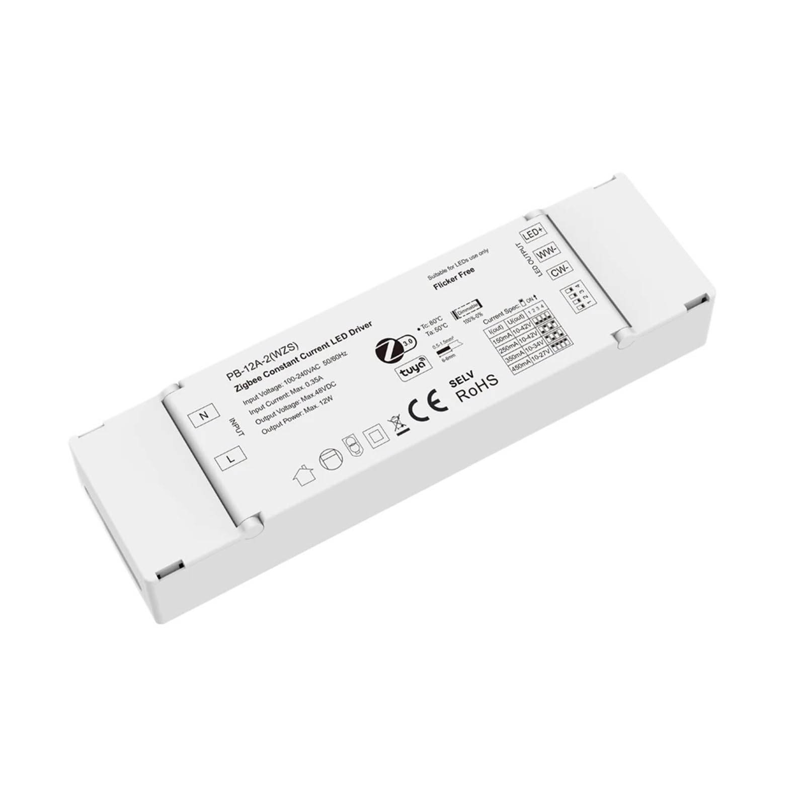 Contrôleur LED double couleur à tension large 12V-48V avec commande vocale