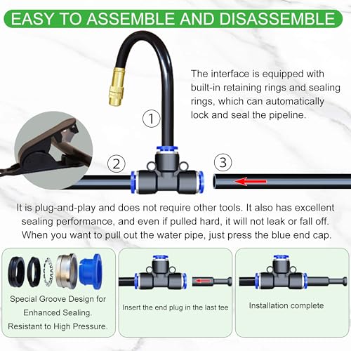 98 Ft Drip Irrigation System,360°Bendable Drip Irrigation Kit,25 Nozzles and 27 Quick Connectors,Automatic Garden Irrigation System,Adjustable Atomizing System for Plants, Greenhouse,Yard,Lawn - Image 6