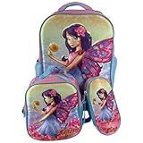 Kit De Mochila Escolar Infantil Feminina Fada 3D Com Rodinhas Em Silicone Acompanha Lancheira Termica E Estojo Kit De Mochila Resistente