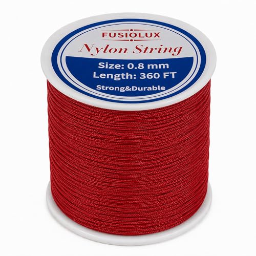 0.8mm Nylon Cord for Bracelet Making Strong Non-Stretch Craft String for Braiding Colorfast Nylon Braided Thread for DIY Bracelets Macrame Keychains Dream Catchers (Red)