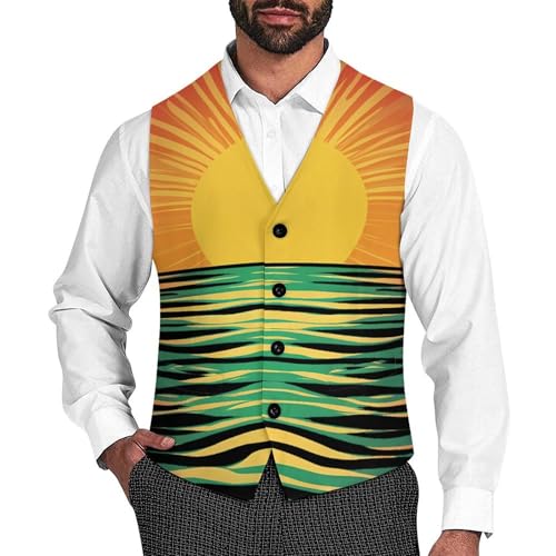 Sunrise Sunset-Sunshines Men's Suit Vest Slim Fit Business Dress Party Pattern Waistcoat Vest Top