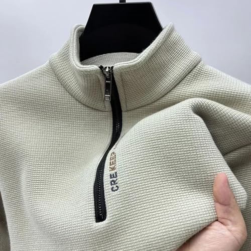 Turtleneck Sweater Men Fashion Knitwear Solid Color Chunky Half Zipper Thickening Luxury Warm2
