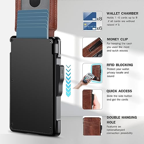 Image of umoven Wallet for Men - with Money Clip Slim Leather Slots Credit Card Holder RFID Blocking Bifold Minimalist Wallet