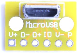 Vertical USB MiCroUSB Micro USB 2.0 Female Head A Connector 2.54mm PCB Converter Adapter Breakout Board 180 Degree Vertical-Micro USB,10 Pieces