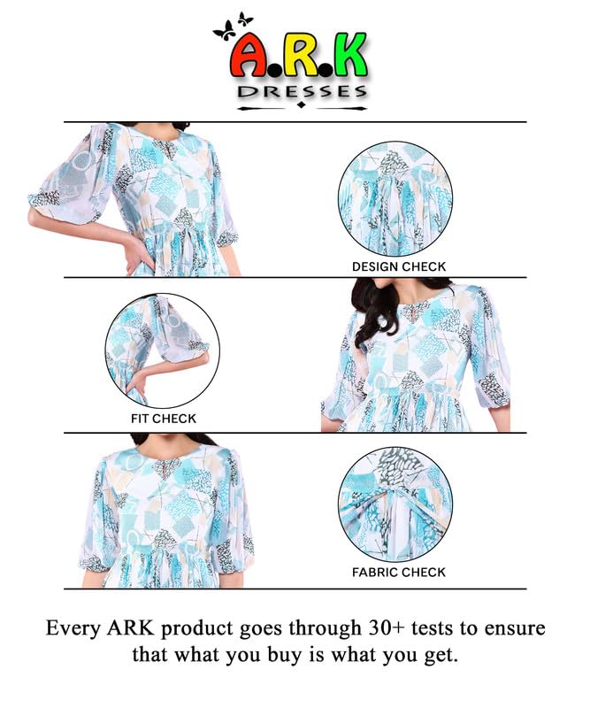 Image of Women's Empire Dress, Georgette Floral Printed Short Sleeve Smart Casual Dress