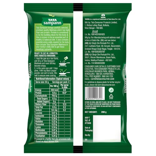 Image of Tata Sampann, Natural High Protein Makhana, 200g (Pack of 3)