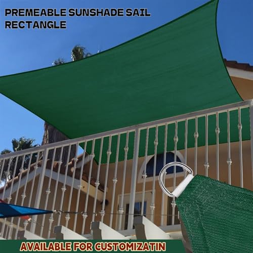 Vela de sombra para evitar rayos UV con toldo rectangular permeable verde oscuro 8