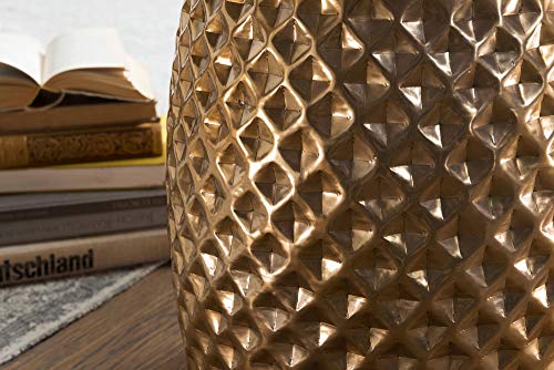 Wohnling Beistelltisch 32x42x32 cm Aluminium Anstelltisch Gold Orientalisch Rund | Flacher Hammerschlag Sofatisch Metall… – Bild 7