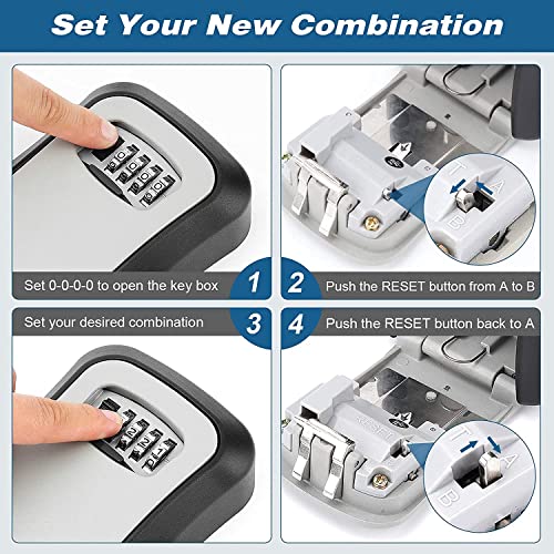 Visibee Aluminum Combination Lockbox Wall Mounted Key Safe for Indoor and Outdoor Use Waterproof, 4 Digit Lock, Black/Grey (VS08WSF) - Image 3