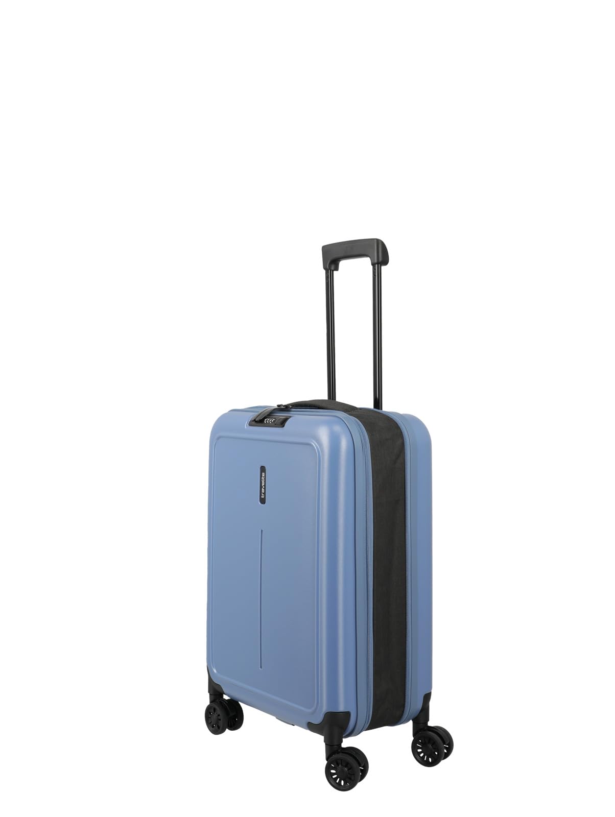 Travelite Koffer Handgepäck mit 4 Rollen für Condor + Ryanair, integriertes Zahlenschloss, Bordtrolley Basics: Kompakter Hartschalen Trolley mit Faltfunktion, 55x40x20 cm, 2,9 kg