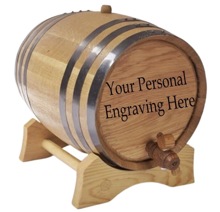 Generic Handcrafted 5 Gallon (20 Liter) Oak Aging Barrel - Ideal for Whiskey, Wine, Spirits, and Home Brewing - Choose Black or Galvanized Hoops for Superior Flavor Enhancement