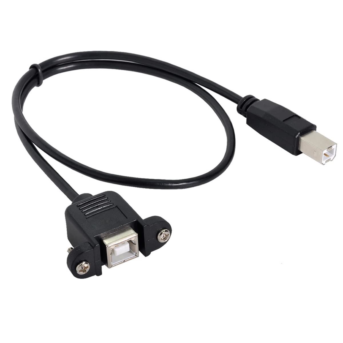 CY USB Type-B Male to Female Extension Cable 50cm Straight Type with Screws Panel Mount for Printer Scanner Disk - Image 3